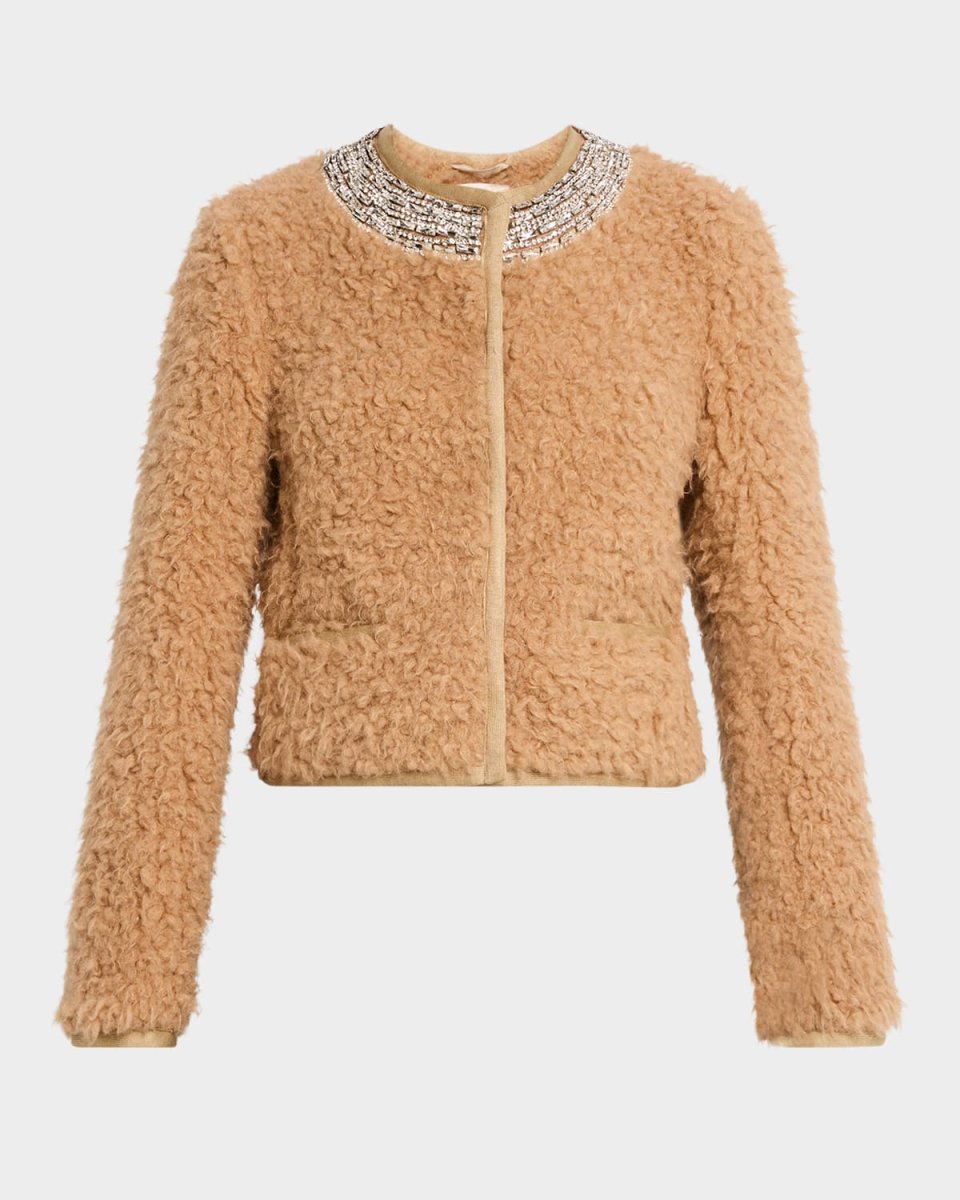 Christie Embellished Faux Shearling Jacket